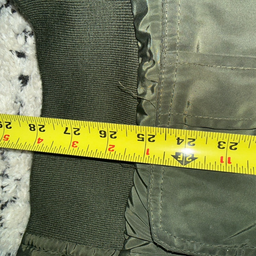 Vintage 90s Y2k Baby Phat Split Hood E Crop Fit Bomber Jacket green Faux Fur 3X - Picture 7 of 9